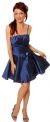 Shirred Bodice Short Party Dress with Bow Applique in Navy